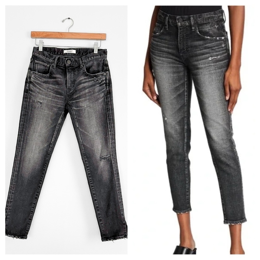 Moussy Vintage Black Distressed Howa Japanese Skinny Ankle Jeans (24 or 2)
